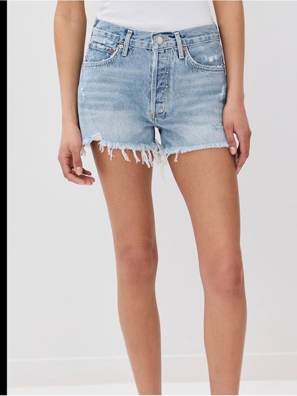 Agolde Parker Distressed Denim Shorts - 32